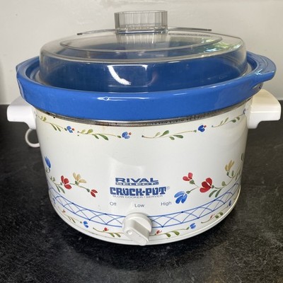 Vintage Rival Select 4 QT Crock Pot #3154 Floral Print  Slow Cooker Plastic Lid