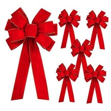 6 PCS Large Christmas Bow - 30.7" x 30.7 x 10.6 Inch 6pcs-red With Gold Egde