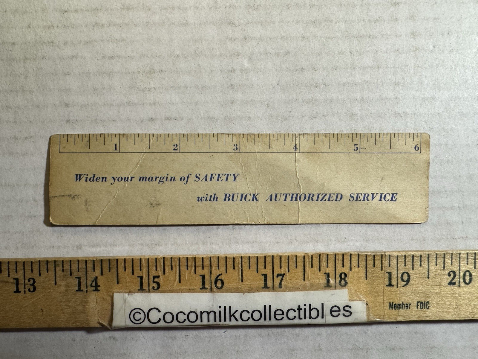 Vintage Buick Service Paper Ruler 6 Inch Safety First Road Rule
