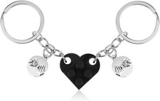 Ouligay 2pcs Matching Couple Love Heart Keyring Gifts for Boyfriend Girlfriend,