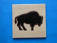 Mighty Buffalo Bison Earthtones Trivet or Hanging Ceramic Art Tile 6"x6" O92