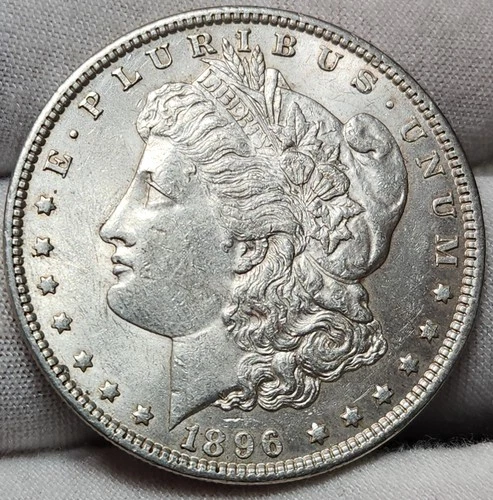 1896 P Morgan Silver Dollar, AU, 90% Silver US Coin, Morg-9643p2