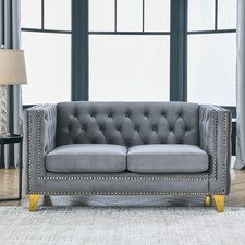 {Contáctenos para modelado 3D} Sofá de terciopelo para sala de estar, botones cuadrados acolchados
