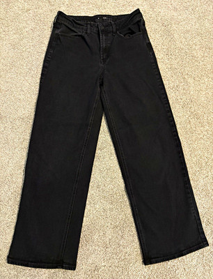 Old Navy Women s High Rise Wide-Leg Jeans Size 10 Black Stretch 5-Pocket