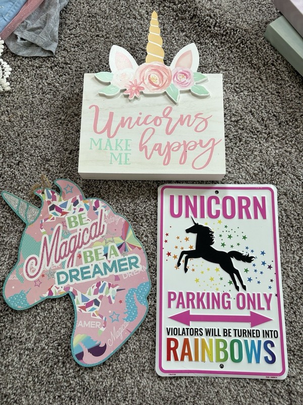 Unicorn Wall Decor And Plush With Fleece Blanket