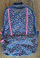 EUC Lands End Girls DEEP SEA NAVY CONFETTI Large ClassMate Backpack 