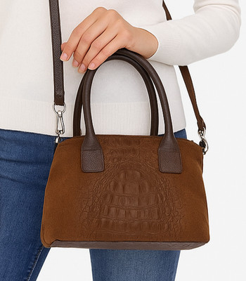Luca Lorenzo women's bag genuine leather brown croco embossed handbag handle bag