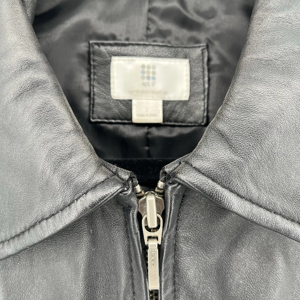 Chaleco de cuero de piel de cordero Apt 9 para mujer talla grande cuello negro Foto 2 de 4