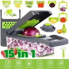 15-In-1 Vegetable Fruit Kitchen Chopper Cutter Food Onion Veggie Dicer Slicer US