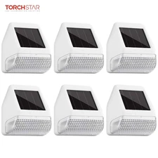 TORCHSTAR Dusk-To-Dawn LED Solar Fence Lights for Patio, Backyard, Stairs, 4000K