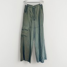 Anthropologie Pilcro Wide Leg Cargo Pants Size XS Green Baggy Linen Blend