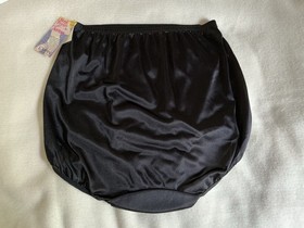 VTG New Deadstock Lorraine BLACK Stay Fresh Airlon Gusset  Granny Panty Sz 6