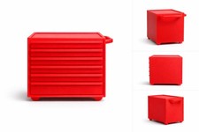 1:24 Scale Miniature Tool Chest 3D Printed Red Garage Toolbox 44.3mm Wide Model