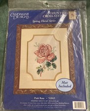 Candamar Designs Counted Cross Stitch Kit Spring Floral Series Pink Rose 51043