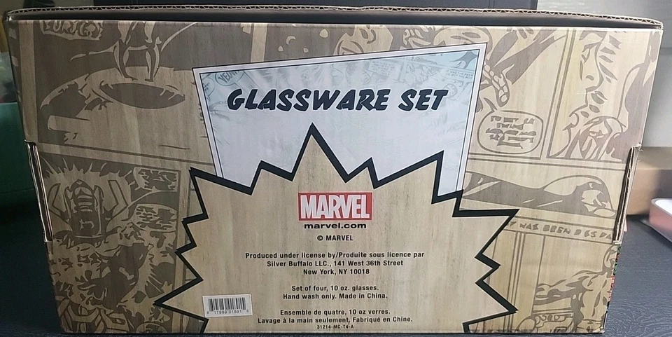 Juego de 4 Cristalería Marvel Comics Juego de Vidrio 10 Oz Ironman Thor Spiderman Nuevo Foto 2 de 2
