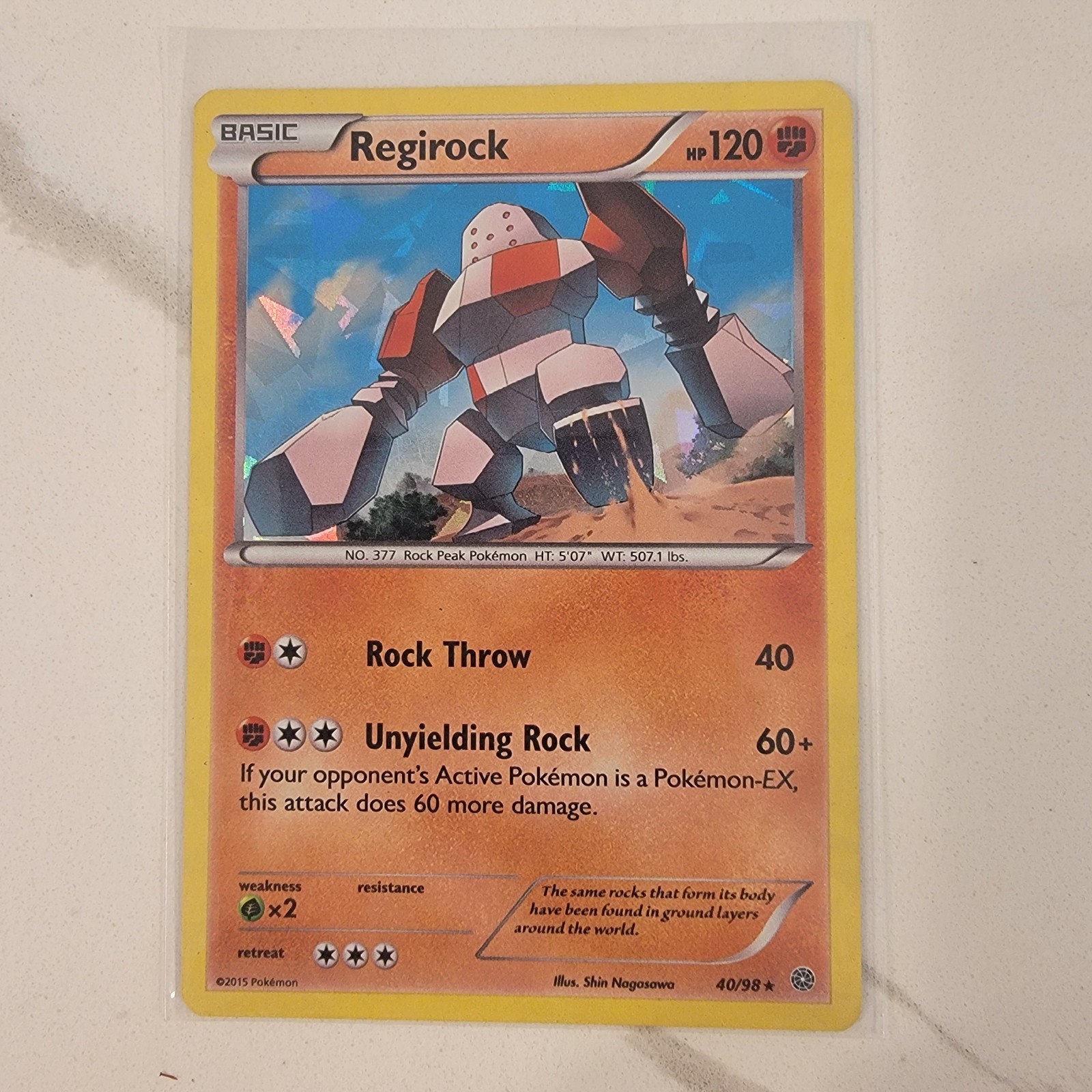 Regirock - 40/98 - Pokemon Ancient Origins XY Cracked ICE Holo Rare Card - LP