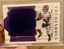 ? Lamar Jackson Rookie Game Worn Patch , Very Clean & Centered Card /99. rookie card picture