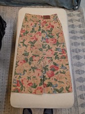 Vintage Ralph Lauren Floral Denim Midi Skirt. Size 10.