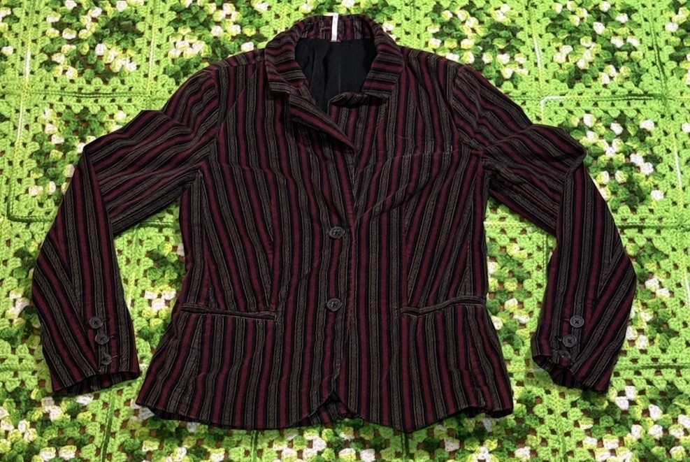 Free People Womens Sz Small B-Line Luxe Velvet Striped Blazer Casual Fun