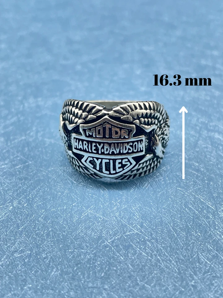 925 Sterling Silver Harley Davidson Handmade Ring, Wings Design Gift Him Jewelry - Image 4 of 4