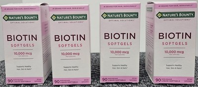4X Nature s Bounty BIOTIN 10,000 mcg Hair Skin & Nails 90 Liquid Softgels 02/28