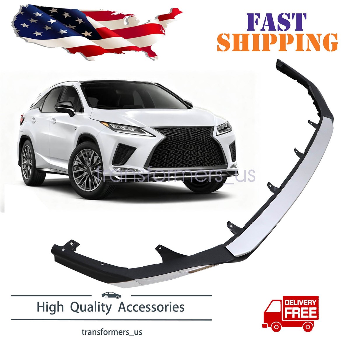 Fit 2020-2022 Lexus RX350/450h F-Sport Front Lower Black Bumper