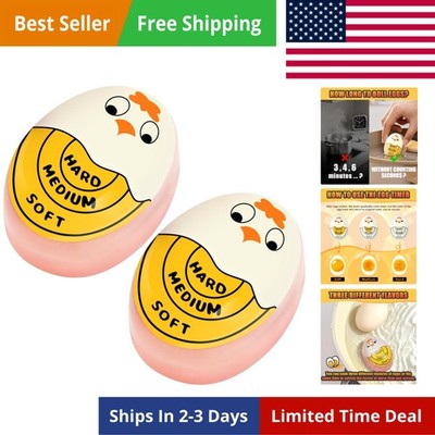 Egg Timer Color Changing Indicator for Hard Boiled Soft Boiled 2Pcs Yellow