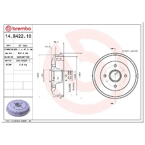 2X Bremstrommel Hinten FüR Citroen C4 0B 0P 1.2 1.5 1.6 14 Bis 26 Brembo HMZ HNP-image