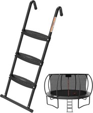 Gardenature Trampoline Ladder, 3-Steps with Horizontal Wide 3-Step, Black