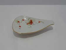 Hand Painted Porcelain Spoon Rest Signed M. Schnur 1961 Tea Bag Dish