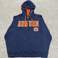 Auburn Tigers Hoodie Mens Large Navy Orange NCAA Football Full Zip J-America