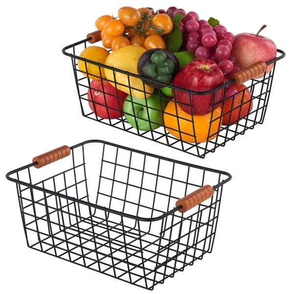Wire Kitchen Storage Basket 2 Packs,Perfect Pantry Organization Accessories B...