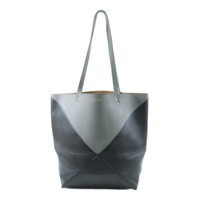 LOEWE Puzzle Fold Medium Tote Bag Calfskin Leather Grey | eBay