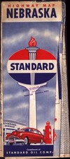 Vintage Standard Oil Highway Map Nebraska 1950s Gas Station Advertising