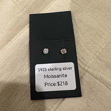GRA 925 Sterling Silver Round Moissanite Stud...