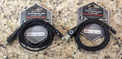 Celltronix 6 ft Titanium 8 Pin iPhone Compatible USB-A Charging Cable Black 2pk