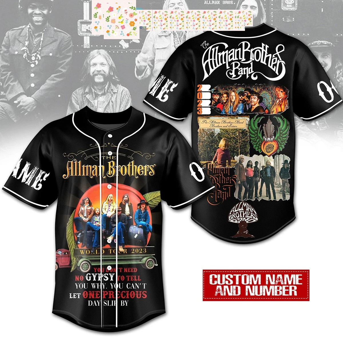Allman Brothers Band 2023 World Tour Baseball Jersey