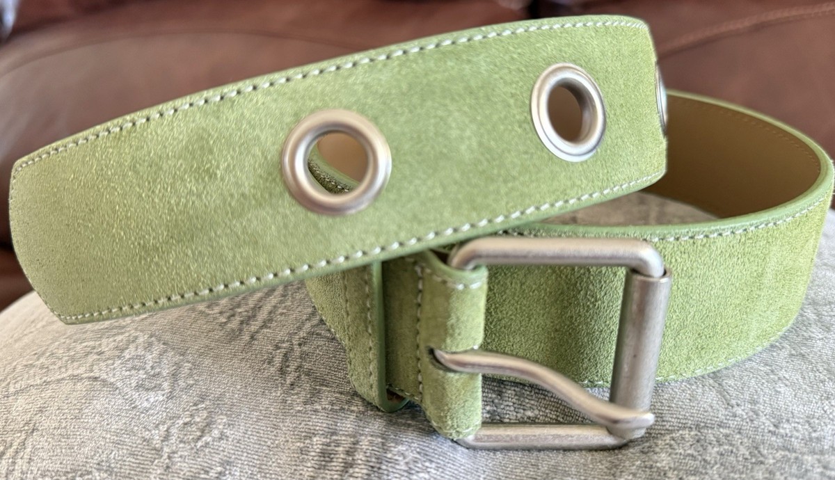 NWOT Olive Green Suede Wide Grommet Belt Y2K Boho Festival 