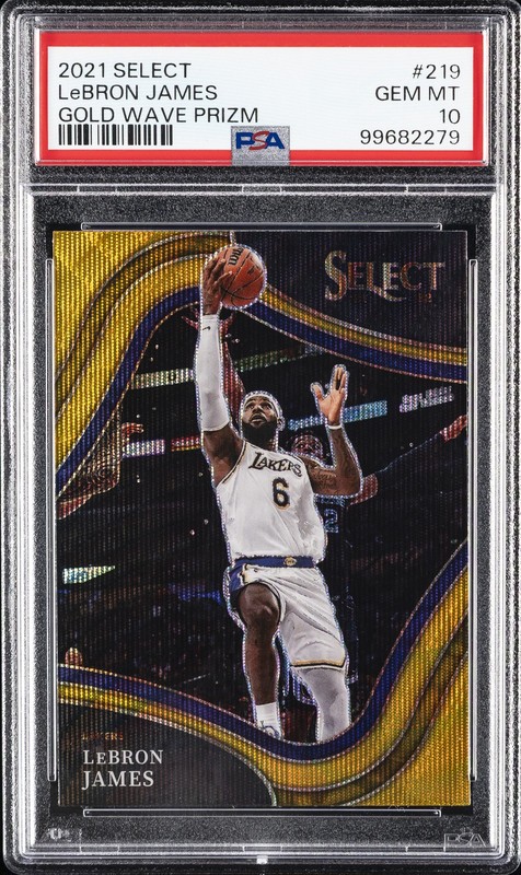 2021 PANINI SELECT GOLD WAVE PRIZM #219 LEBRON JAMES PSA 10