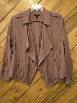 TORRID Size 2 Womans Dusty Pink Twill Drape Open Cascade Jacket Cardigan
