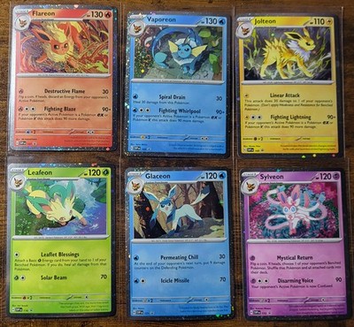 Pokemon Prismatic Evolutions Promo 6 Card Set #167 - 172 Flareon Sylveon Glaceon