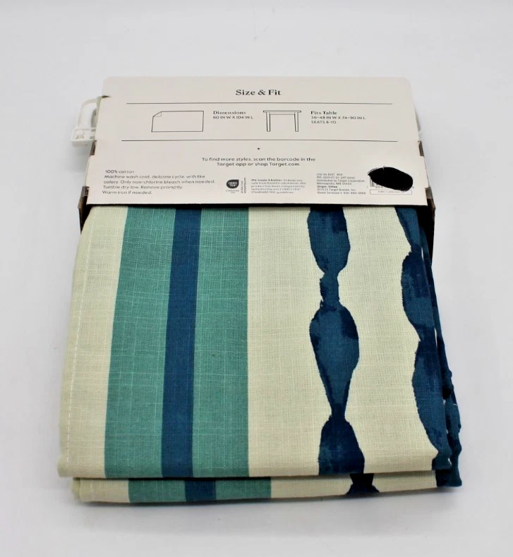 Tablecloth Blue Striped - Threshold™ NEW 60" x 104" 100% Cotton Qty 4 Available - Image 3 of 4