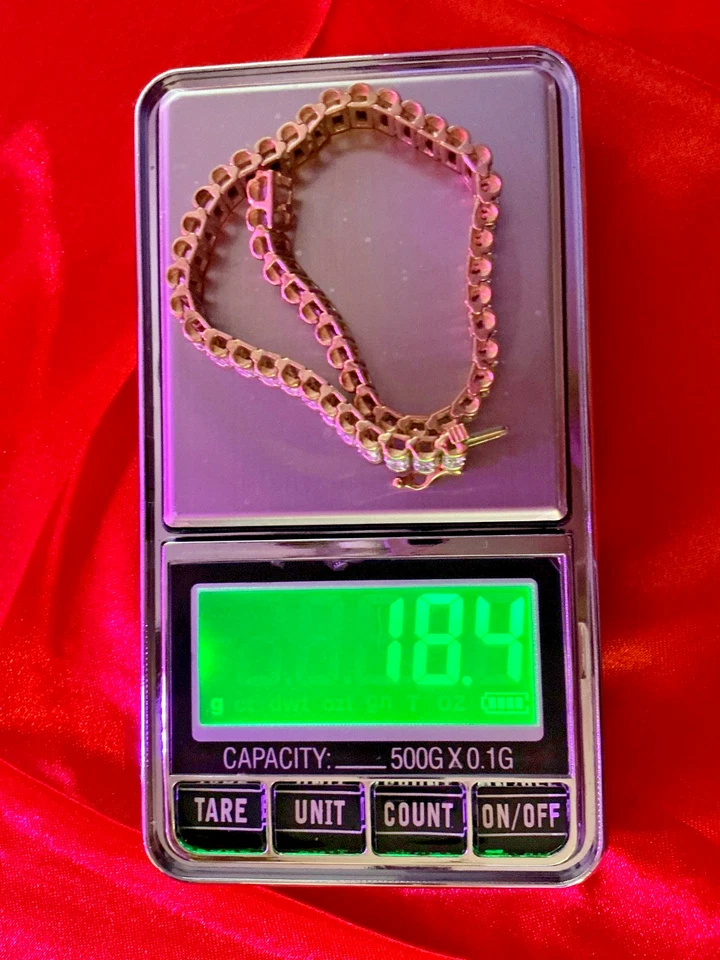 10k yellow gold diamond tennis bracelet NEW - Image 3 of 4