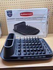 Rubbermaid Drain Board AND Dish Drainer Large Black 18x14.7x1.7 inch Open Box