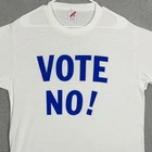 Vintage Jerzees T-Shirt Mens 2XL Graphic White Vote No Single Stitch Made In USA