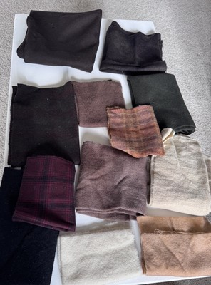 Felted Wool Recycled Fabric Primitive Applique Rugs LARGE LOT