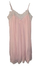 Miss Elaine Nightgown VTG S M Pink SOFT NYLON Babydoll Negligee Gown Spaghetti