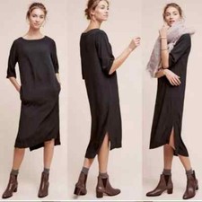 Anthropologie Holding Horses Midi Shift Dress Sz S Dark Green Pockets
