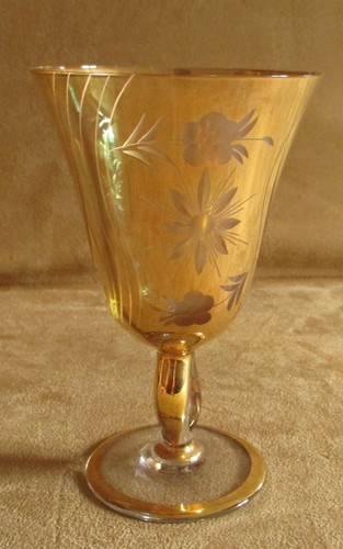 ancien verre à surface dorée gravée début XX ème - Picture 1 of 5