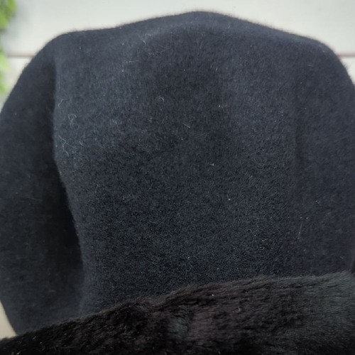 Schwarz Wolle Parkhurst Bucket Cloche Hut Fellbesatz Retro Mod ruhig Luxus poetisch - Bild 3 von 10